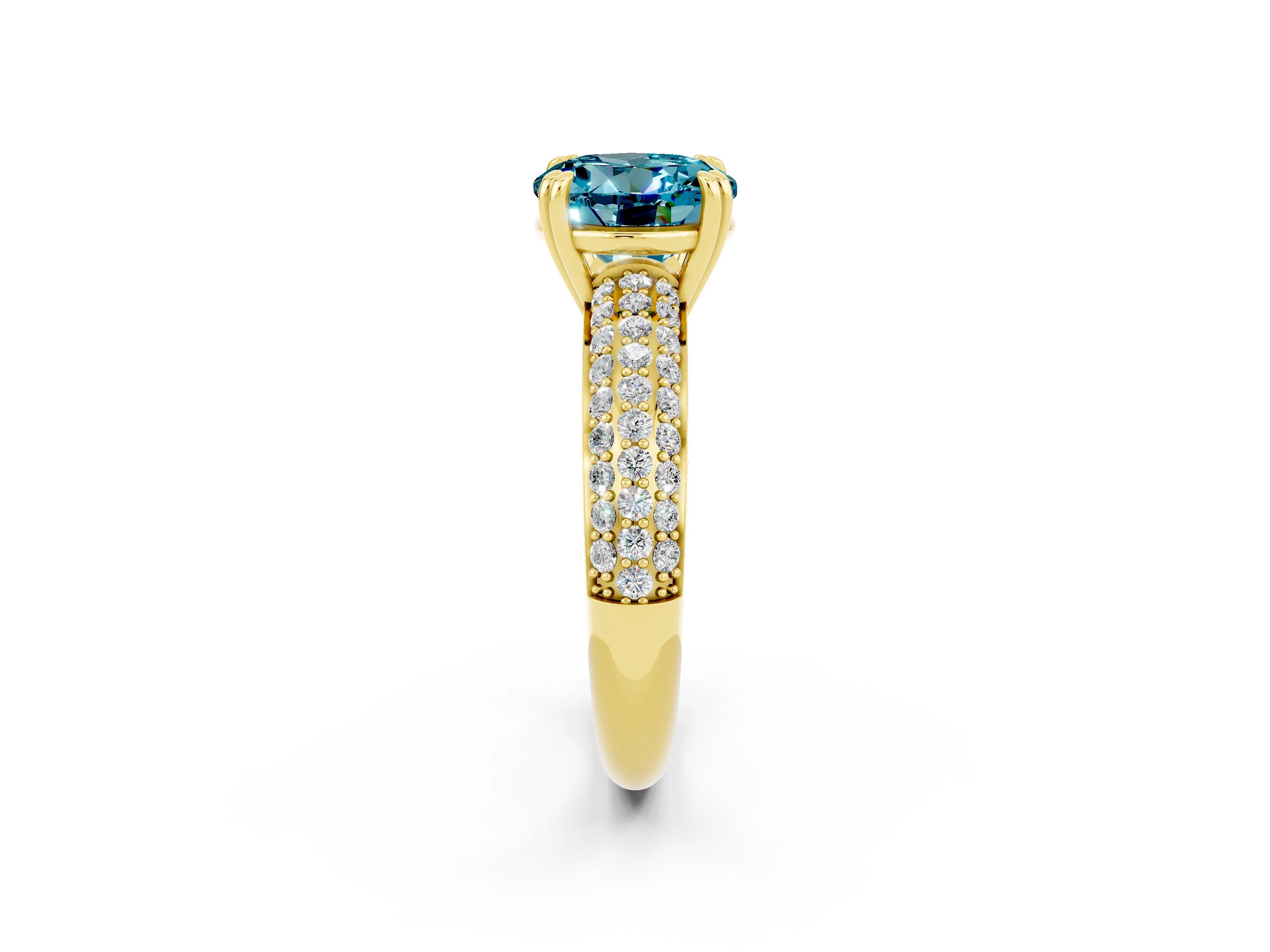 Yellow gold Round Cut Cut Diamond Milgrain Marquise Band with Prong Setting_2