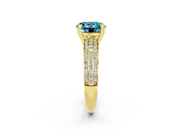 Yellow gold Round Cut Cut Diamond Milgrain Marquise Band with Prong Setting