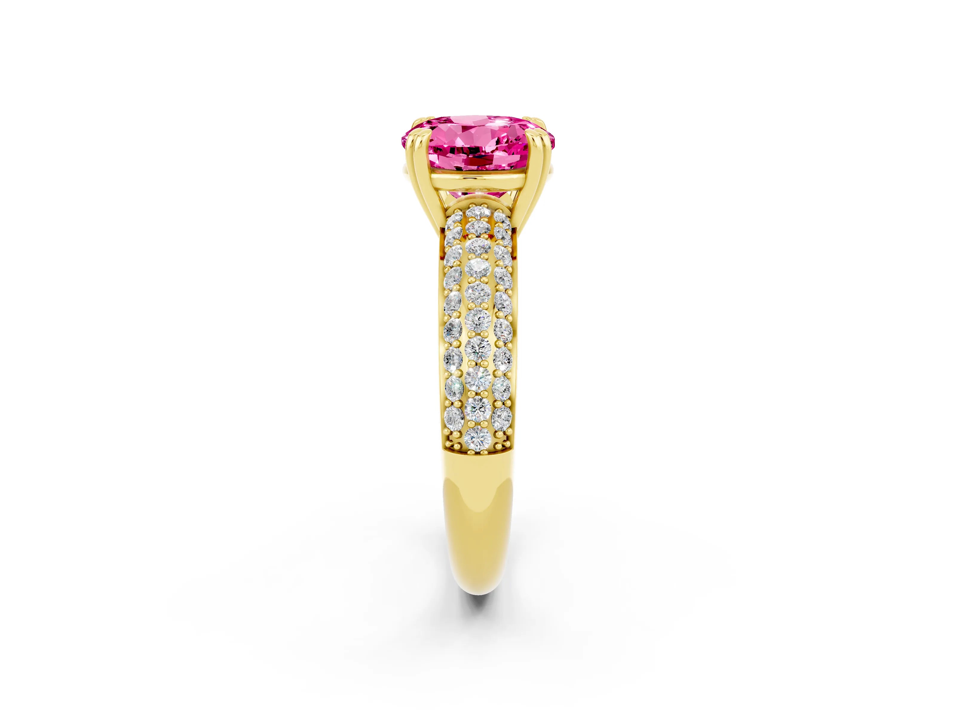 Yellow gold Round Cut Cut Diamond Milgrain Marquise Band with Prong Setting_2