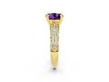 Yellow gold Round Cut Cut Diamond Milgrain Marquise Band with Prong Setting_2