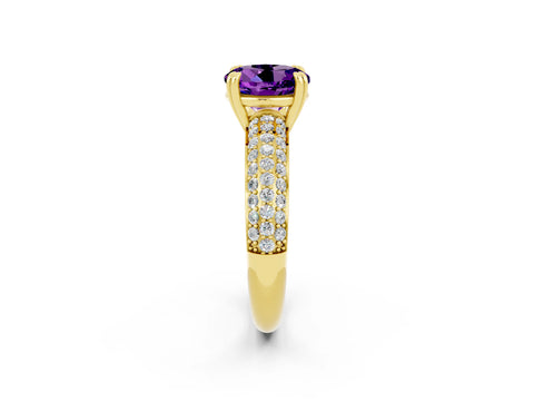 Yellow gold Round Cut Cut Diamond Milgrain Marquise Band with Prong Setting_2