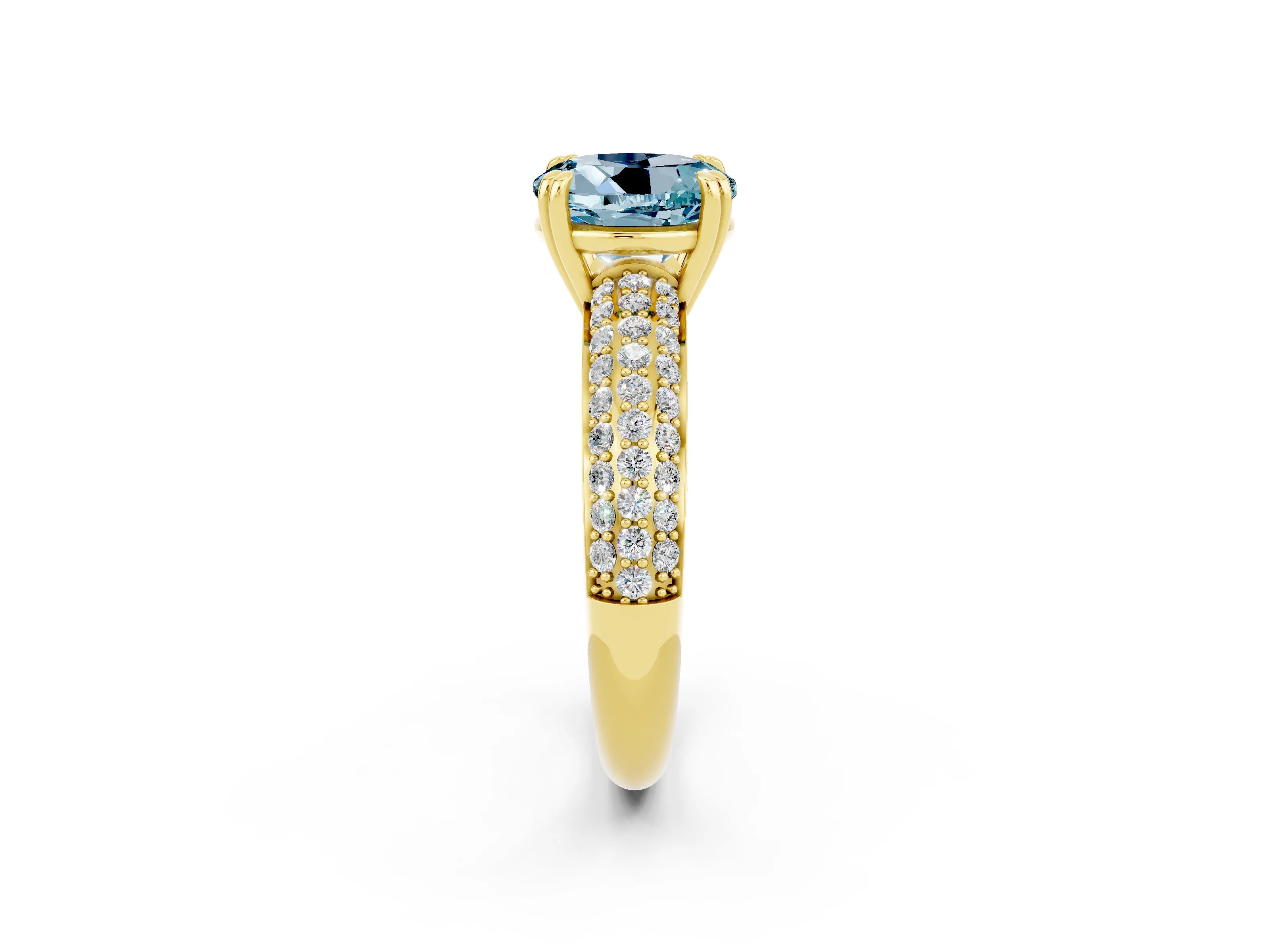 Yellow gold Round Cut Cut Diamond Milgrain Marquise Band with Prong Setting_2