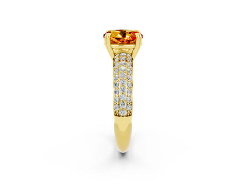 Yellow gold Round Cut Cut Diamond Milgrain Marquise Band with Prong Setting_2
