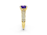 Yellow gold Round Cut Cut Diamond Milgrain Marquise Band with Prong Setting_2