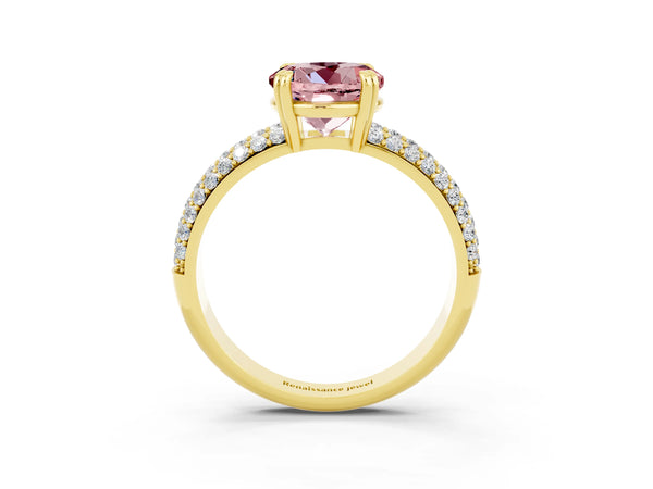 Yellow gold Round Cut Cut Diamond Milgrain Marquise Band with Prong Setting