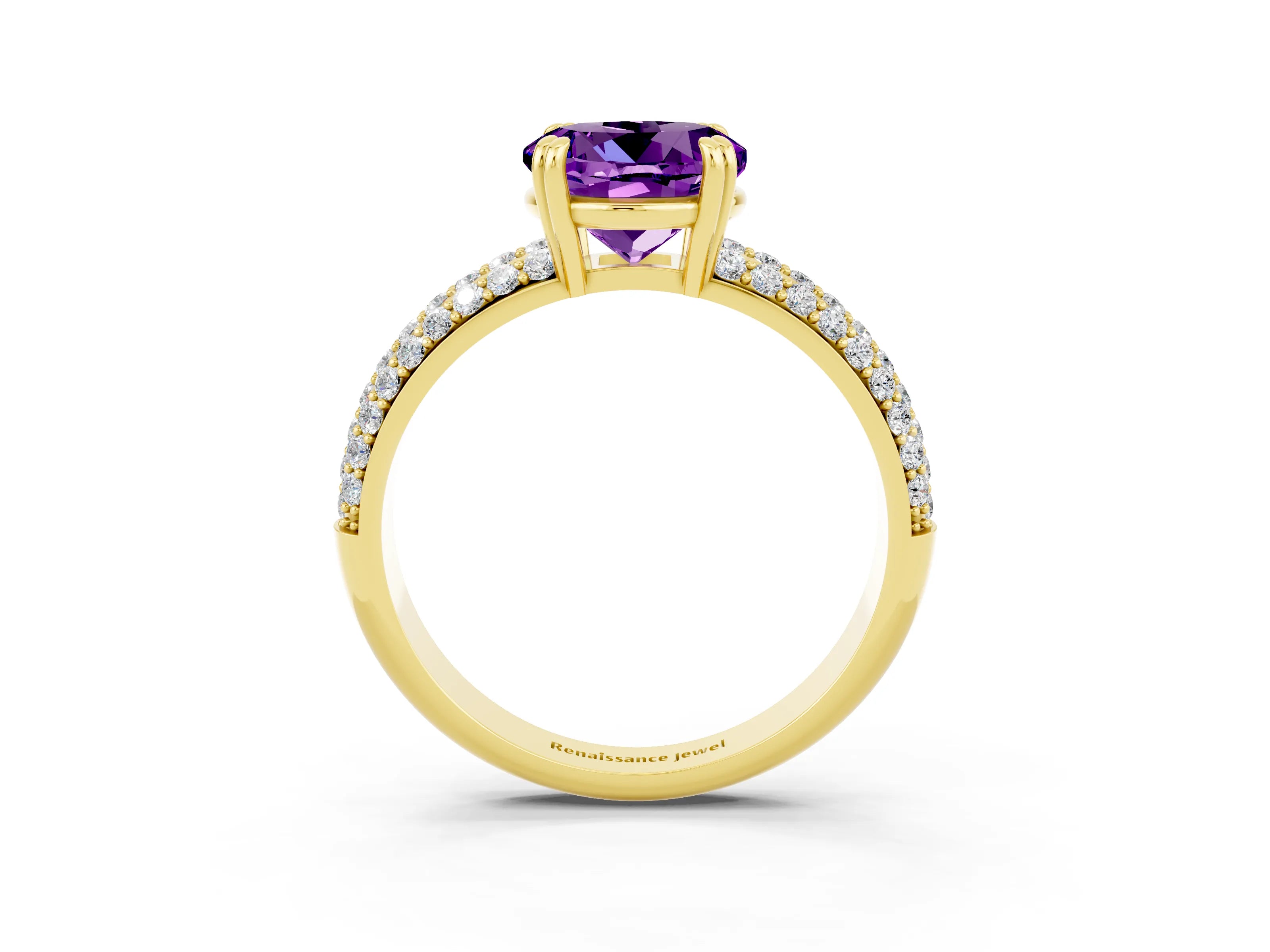 Yellow gold Round Cut Cut Diamond Milgrain Marquise Band with Prong Setting_3