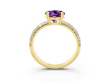Yellow gold Round Cut Cut Diamond Milgrain Marquise Band with Prong Setting_3