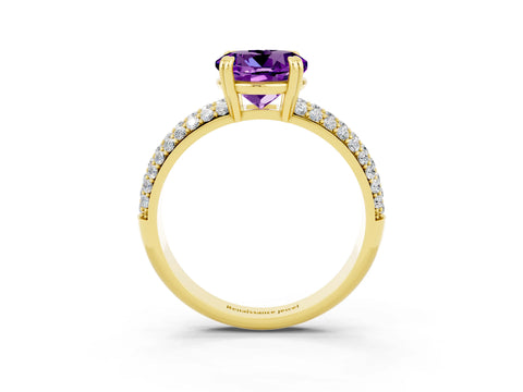 Yellow gold Round Cut Cut Diamond Milgrain Marquise Band with Prong Setting_3