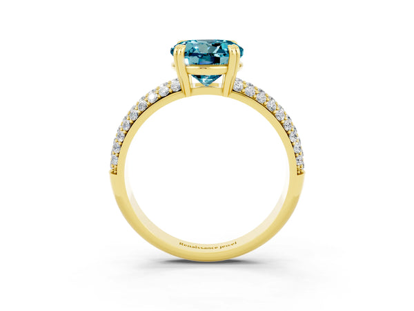 Yellow gold Round Cut Cut Diamond Milgrain Marquise Band with Prong Setting