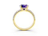 Yellow gold Round Cut Cut Diamond Milgrain Marquise Band with Prong Setting_3