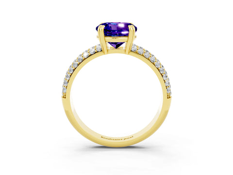 Yellow gold Round Cut Cut Diamond Milgrain Marquise Band with Prong Setting_3