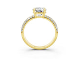 Yellow gold Round Cut Cut Diamond Milgrain Marquise Band with Prong Setting_3