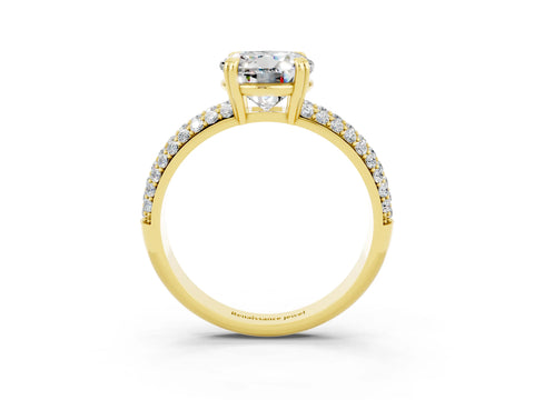 Yellow gold Round Cut Cut Diamond Milgrain Marquise Band with Prong Setting_3