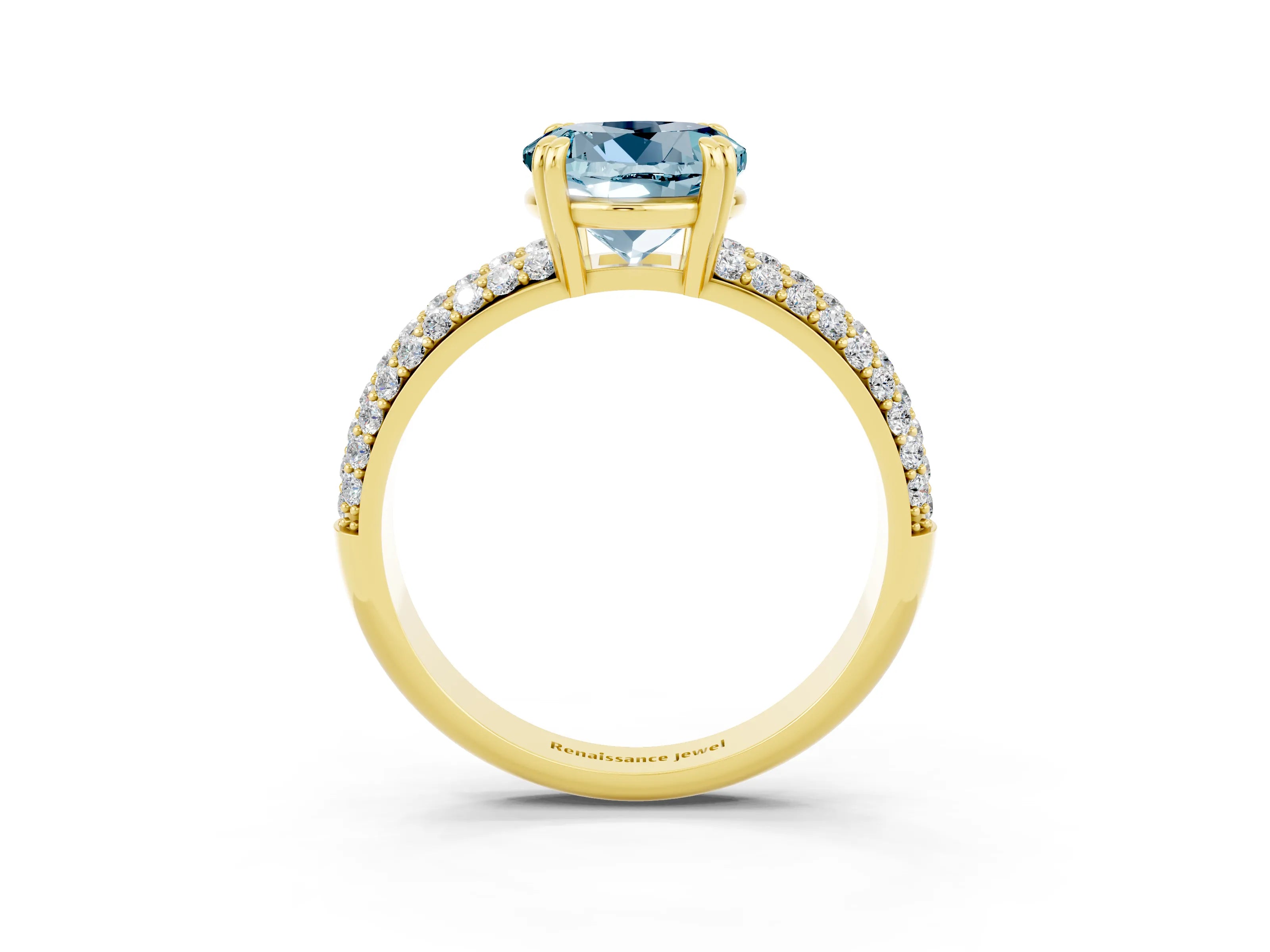 Yellow gold Round Cut Cut Diamond Milgrain Marquise Band with Prong Setting_3