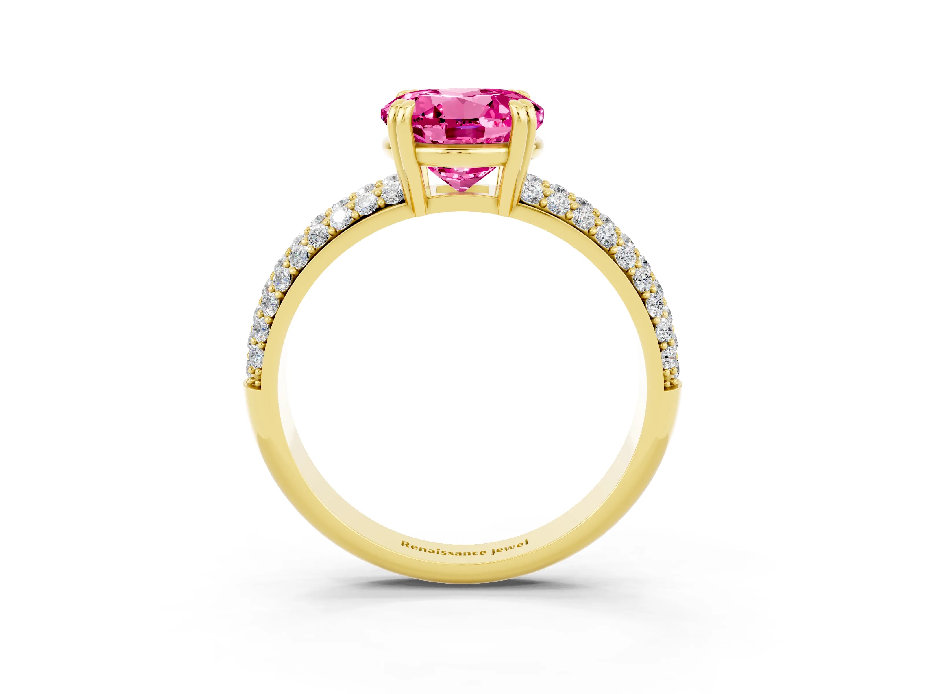 Yellow gold Round Cut Cut Diamond Milgrain Marquise Band with Prong Setting_3