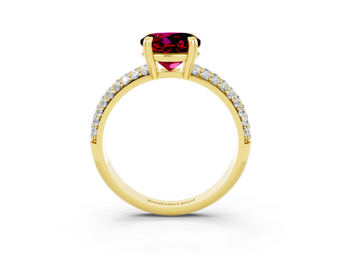 Yellow gold Round Cut Cut Diamond Milgrain Marquise Band with Prong Setting_3