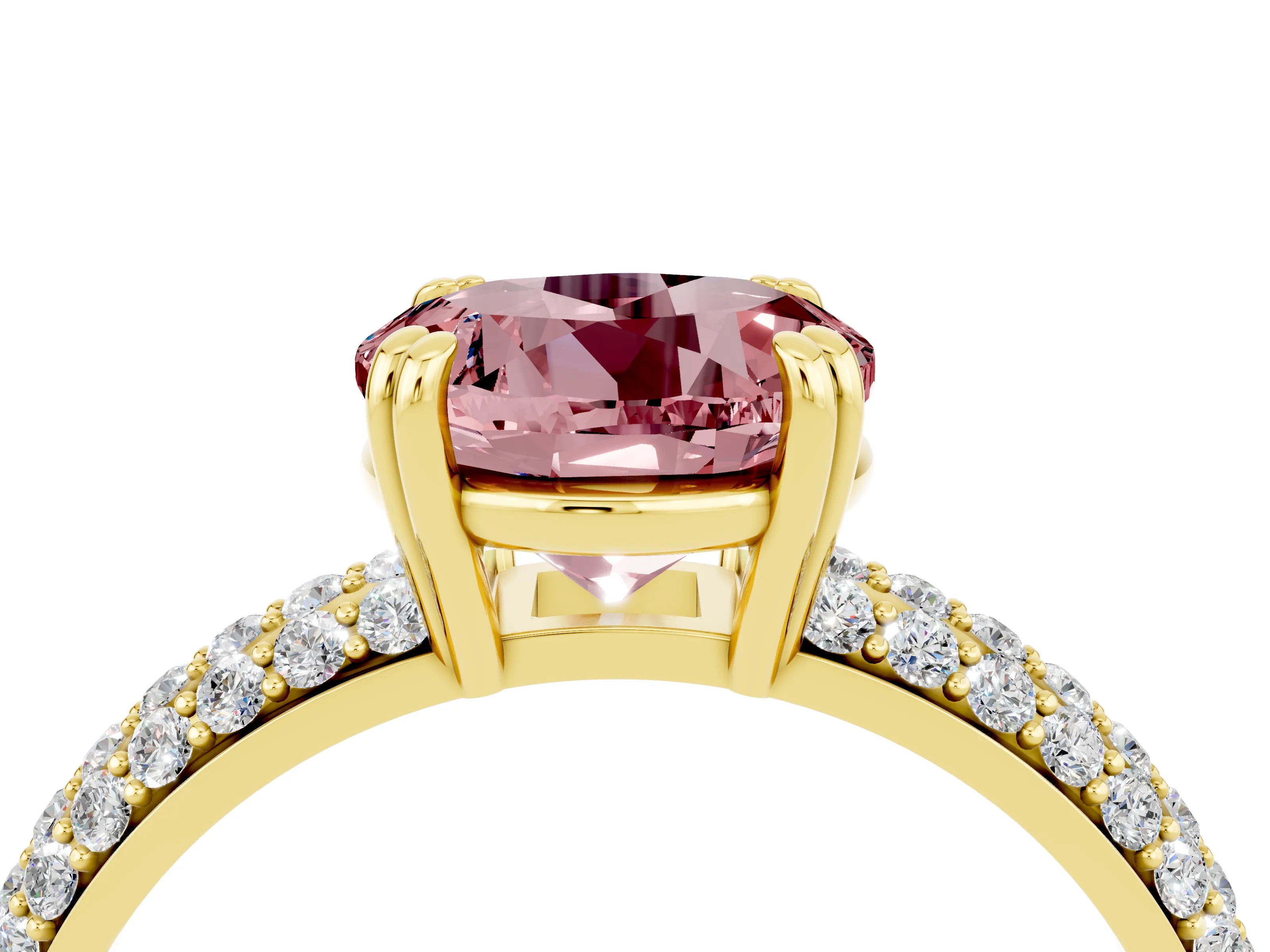 Yellow gold Round Cut Cut Diamond Milgrain Marquise Band with Prong Setting_4