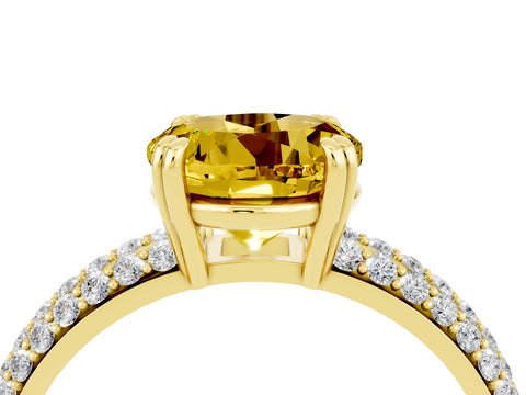 Yellow gold Round Cut Cut Diamond Milgrain Marquise Band with Prong Setting_4