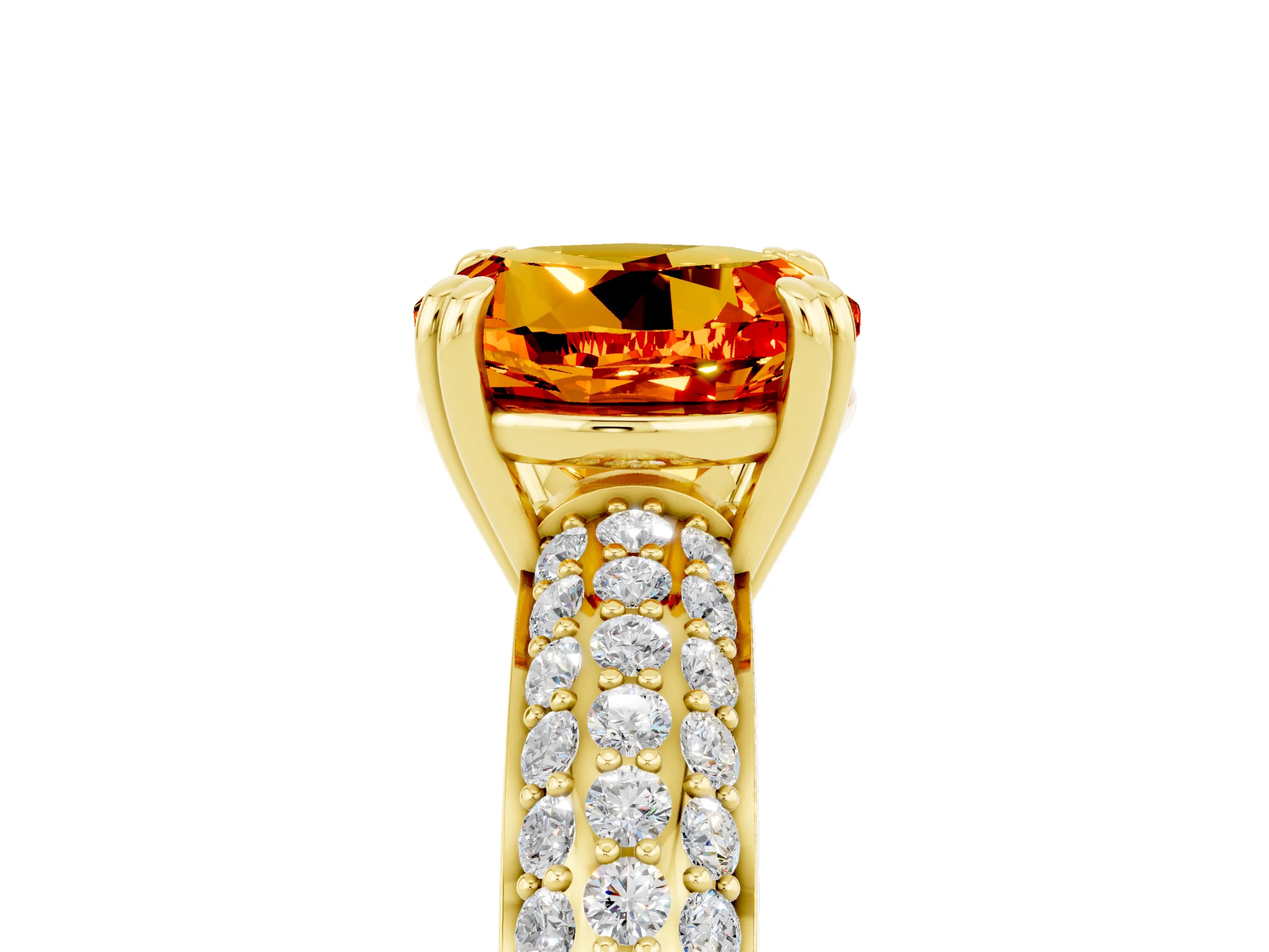 Yellow gold Round Cut Cut Diamond Milgrain Marquise Band with Prong Setting_5