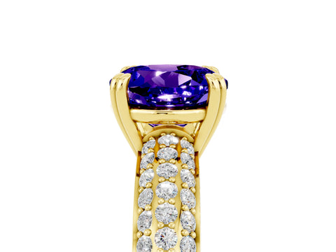 Yellow gold Round Cut Cut Diamond Milgrain Marquise Band with Prong Setting_5