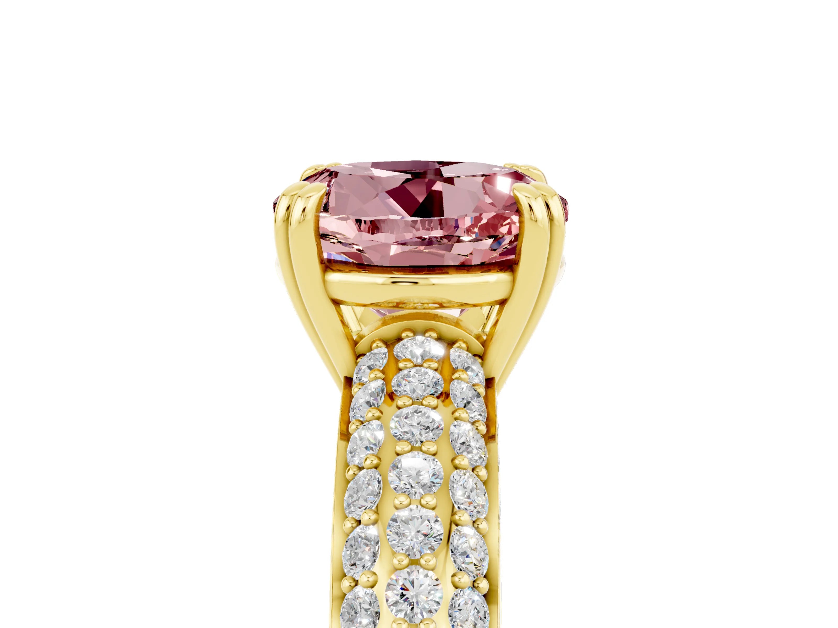 Yellow gold Round Cut Cut Diamond Milgrain Marquise Band with Prong Setting_5