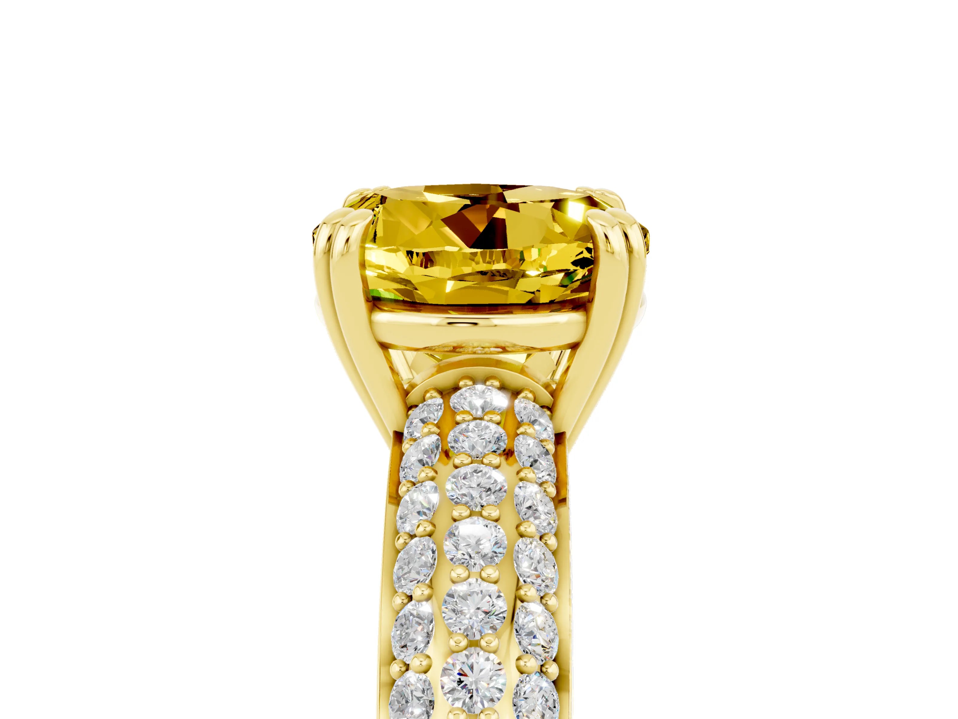 Yellow gold Round Cut Cut Diamond Milgrain Marquise Band with Prong Setting_5