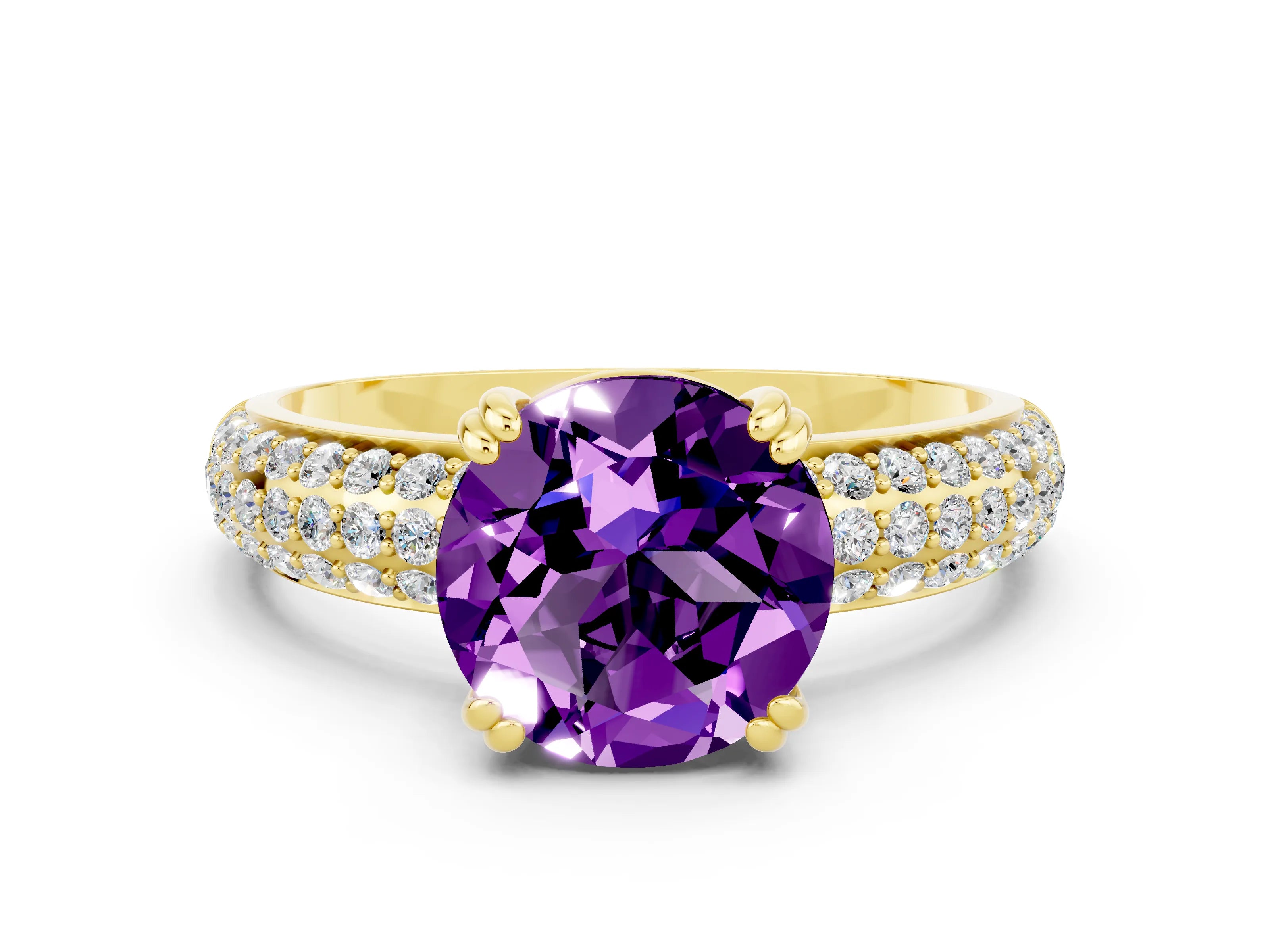 Yellow gold Round Cut Cut Diamond Milgrain Marquise Band with Prong Setting
