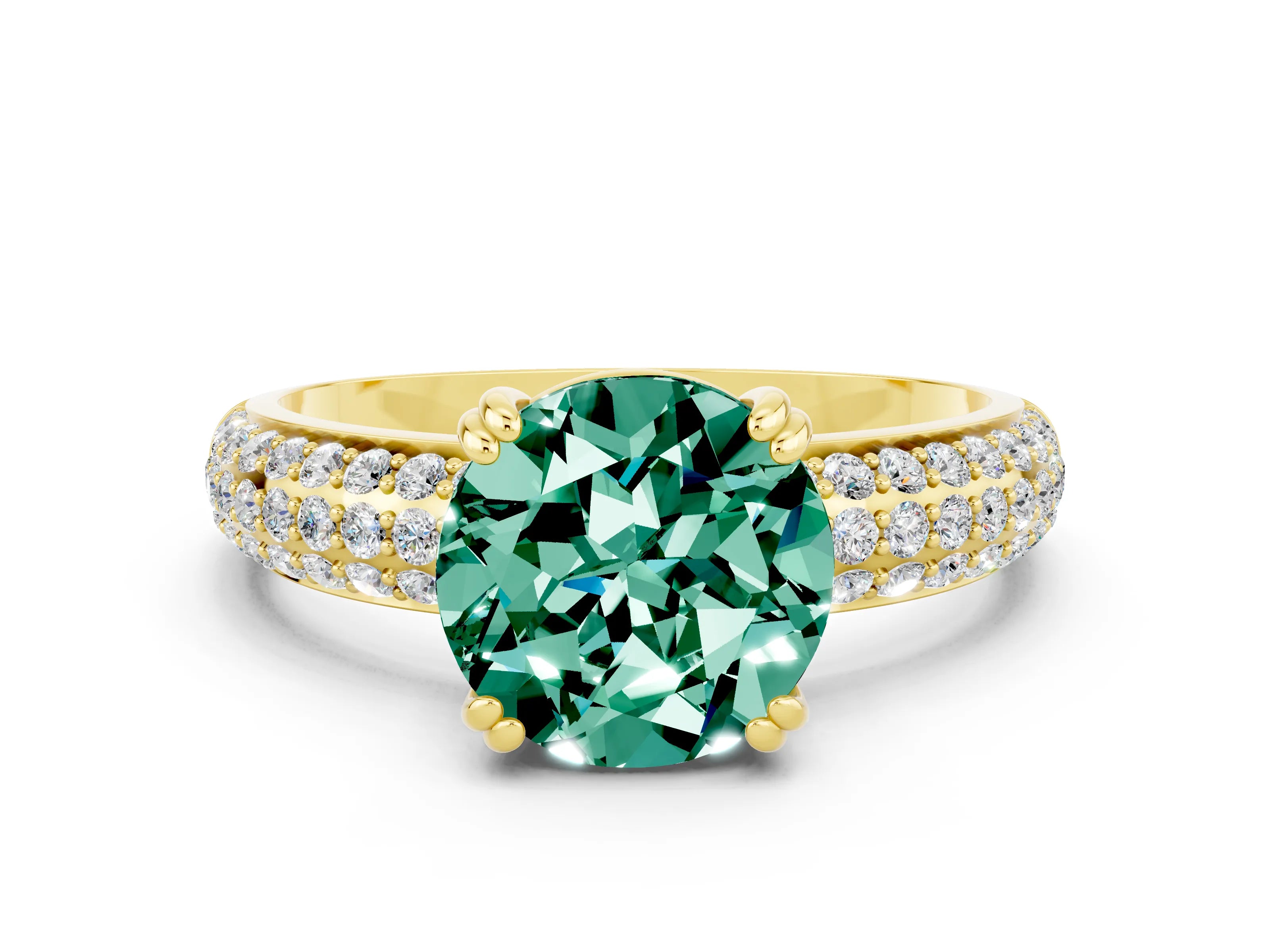 Yellow gold Round Cut Cut Diamond Milgrain Marquise Band with Prong Setting