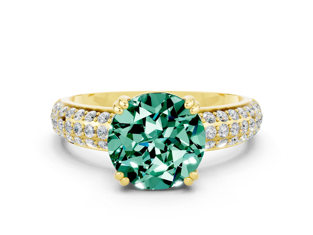 Yellow gold Round Cut Cut Diamond Milgrain Marquise Band with Prong Setting