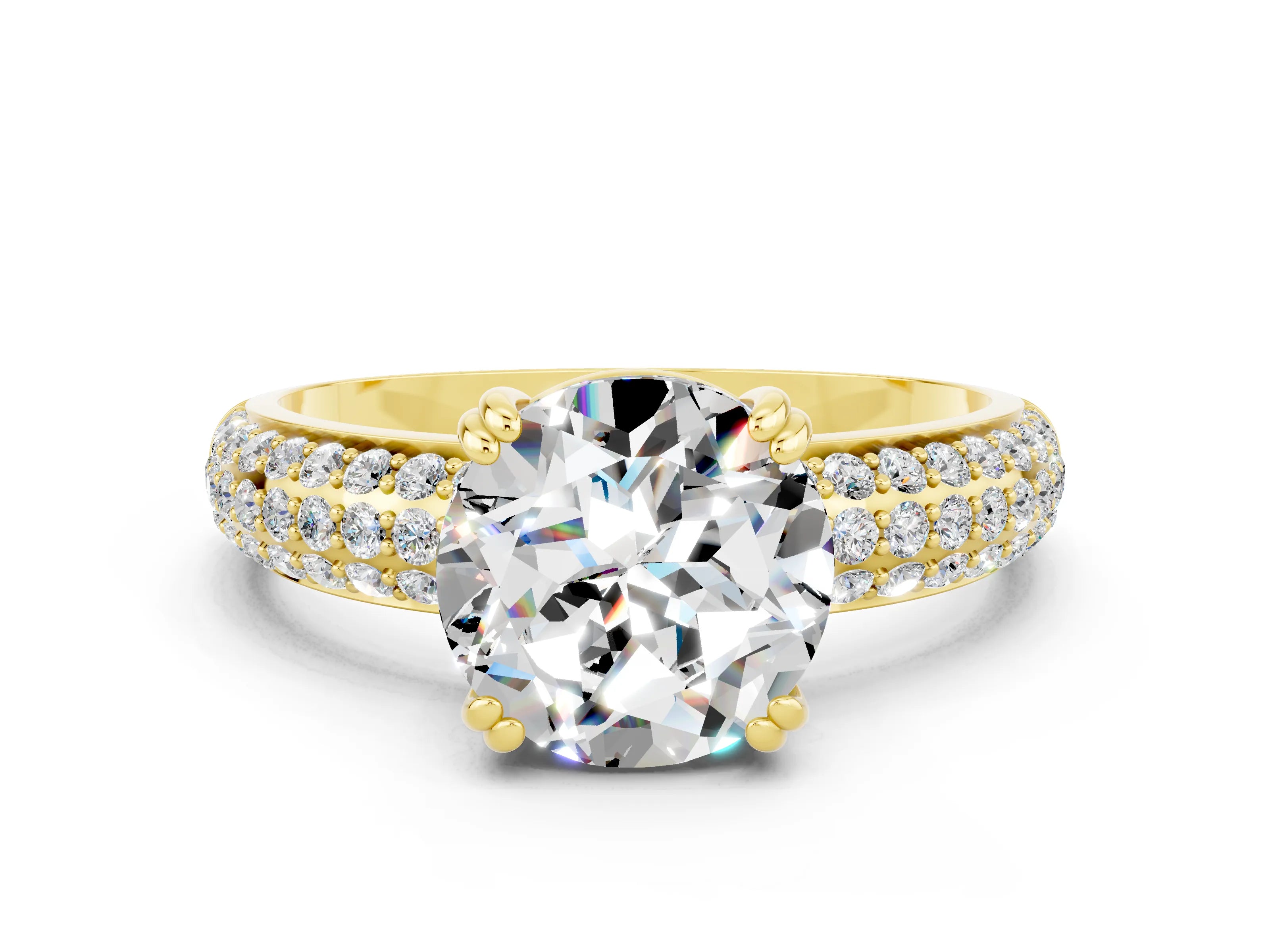 Yellow gold Round Cut Cut Diamond Milgrain Marquise Band with Prong Setting