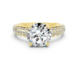Yellow gold Round Cut Cut Diamond Milgrain Marquise Band with Prong Setting