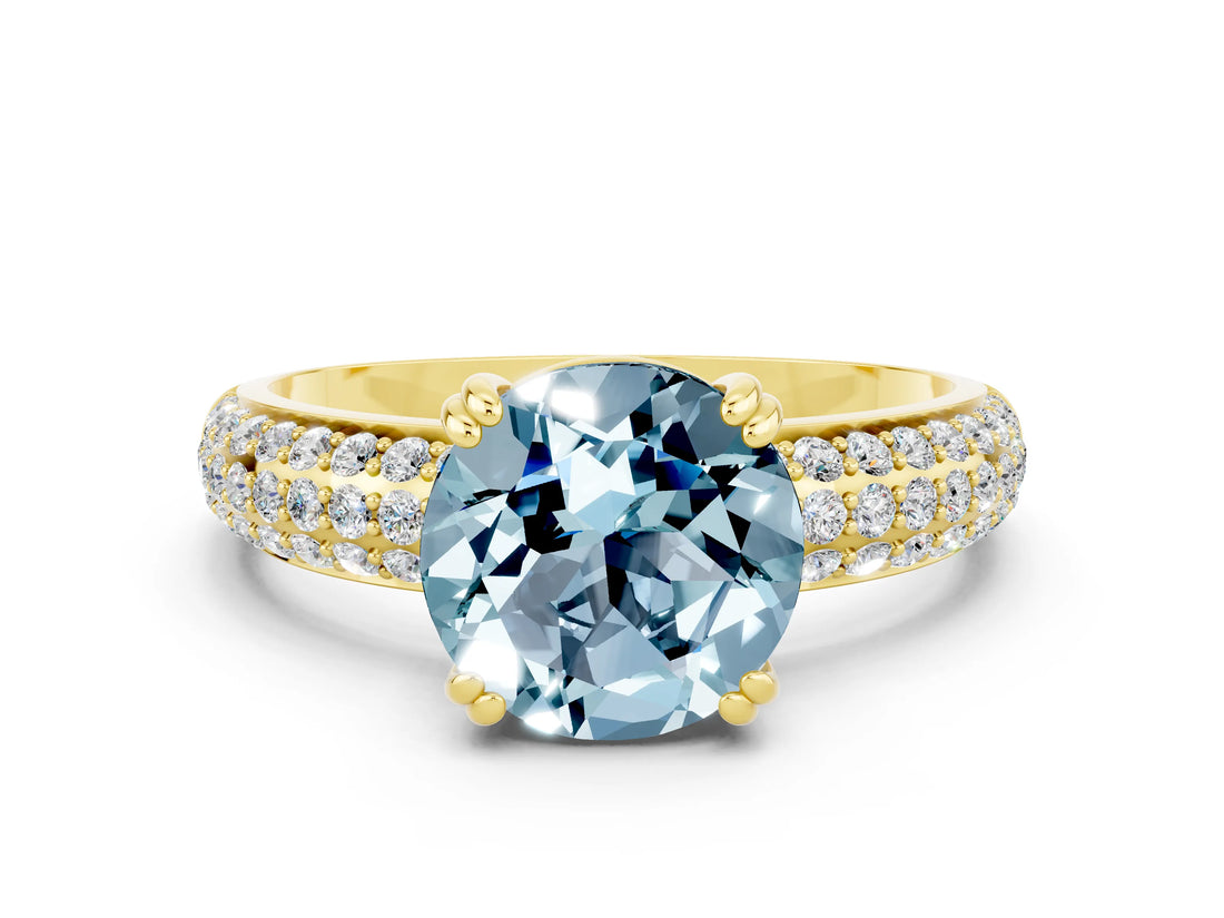 Yellow gold Round Cut Cut Diamond Milgrain Marquise Band with Prong Setting