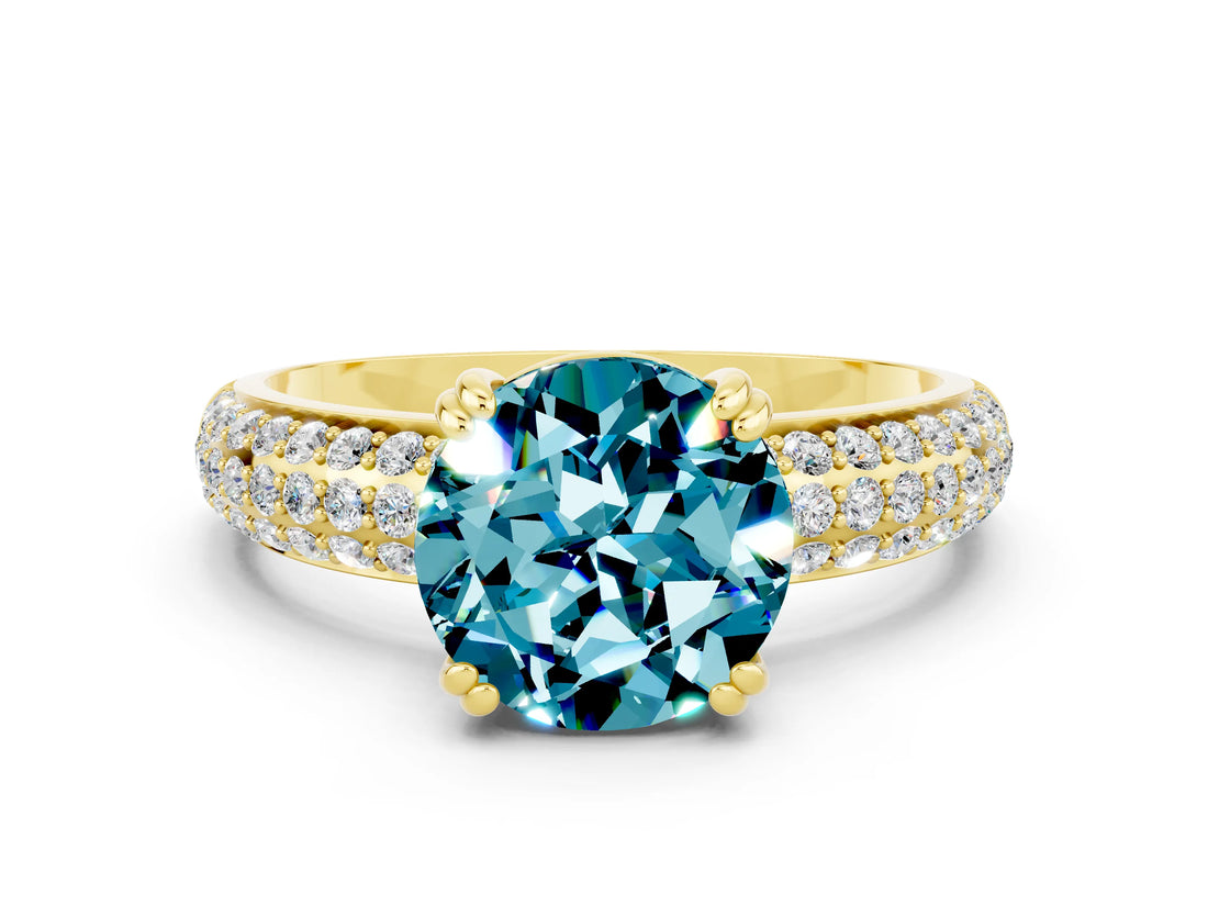 Yellow gold Round Cut Cut Diamond Milgrain Marquise Band with Prong Setting
