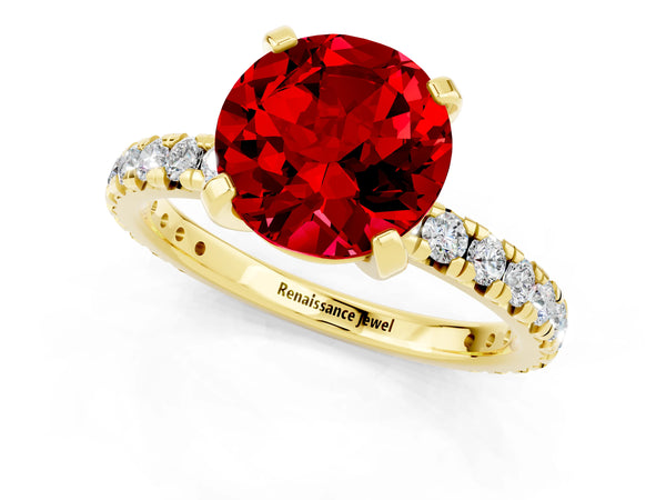 Yellow gold Round Cut Cut Diamond Pavé Band with Four-Prong Setting