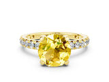Yellow gold Round Cut Cut Diamond Pavé Band with Four-Prong Setting