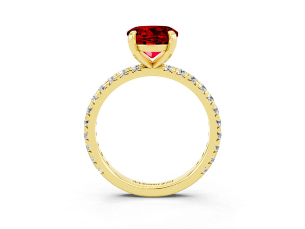 Yellow gold Round Cut Cut Diamond Pavé Band with Four-Prong Setting