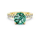 Yellow gold Round Cut Cut Diamond Pavé Band with Four-Prong Setting