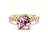 Yellow gold Round Cut Cut Diamond Pavé Band with Four-Prong Setting