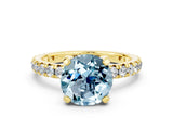 Yellow gold Round Cut Cut Diamond Pavé Band with Four-Prong Setting