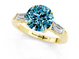 Yellow gold Round Cut Cut Diamond Ring with Tapered Baguette Side Stones in Four-Prong Setting_1