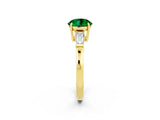 Yellow gold Round Cut Cut Diamond Ring with Tapered Baguette Side Stones in Four-Prong Setting_2