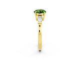 Yellow gold Round Cut Cut Diamond Ring with Tapered Baguette Side Stones in Four-Prong Setting_2