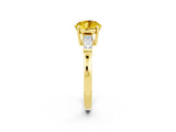Yellow gold Round Cut Cut Diamond Ring with Tapered Baguette Side Stones in Four-Prong Setting_2