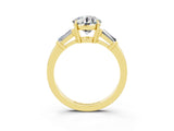 Yellow gold Round Cut Cut Diamond Ring with Tapered Baguette Side Stones in Four-Prong Setting_3