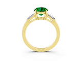Yellow gold Round Cut Cut Diamond Ring with Tapered Baguette Side Stones in Four-Prong Setting_3