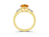 Yellow gold Round Cut Cut Diamond Ring with Tapered Baguette Side Stones in Four-Prong Setting_3