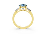 Yellow gold Round Cut Cut Diamond Ring with Tapered Baguette Side Stones in Four-Prong Setting_3