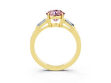 Yellow gold Round Cut Cut Diamond Ring with Tapered Baguette Side Stones in Four-Prong Setting_3