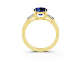 Yellow gold Round Cut Cut Diamond Ring with Tapered Baguette Side Stones in Four-Prong Setting_3