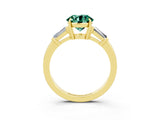 Yellow gold Round Cut Cut Diamond Ring with Tapered Baguette Side Stones in Four-Prong Setting_3